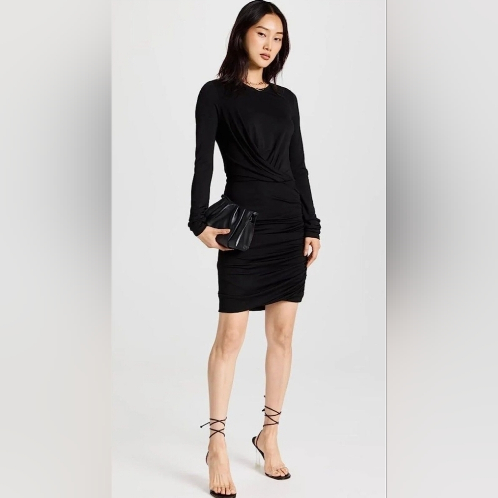 ~NWT~ Rag & Bone dress‎ Holly Drape Ruched Minidress Black Size X-Large